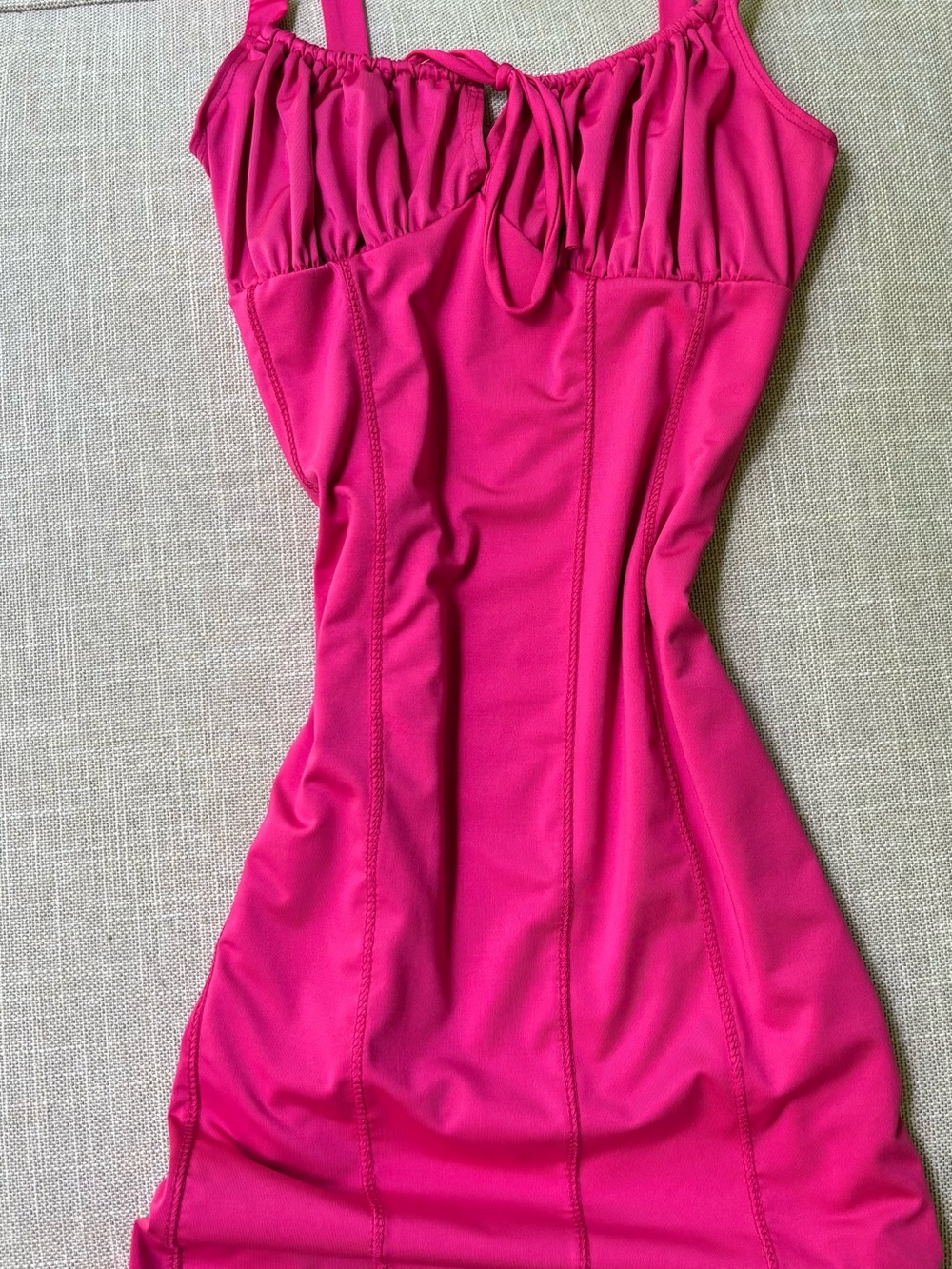 gaze Bright Fuchsia Ruched Tank Dress